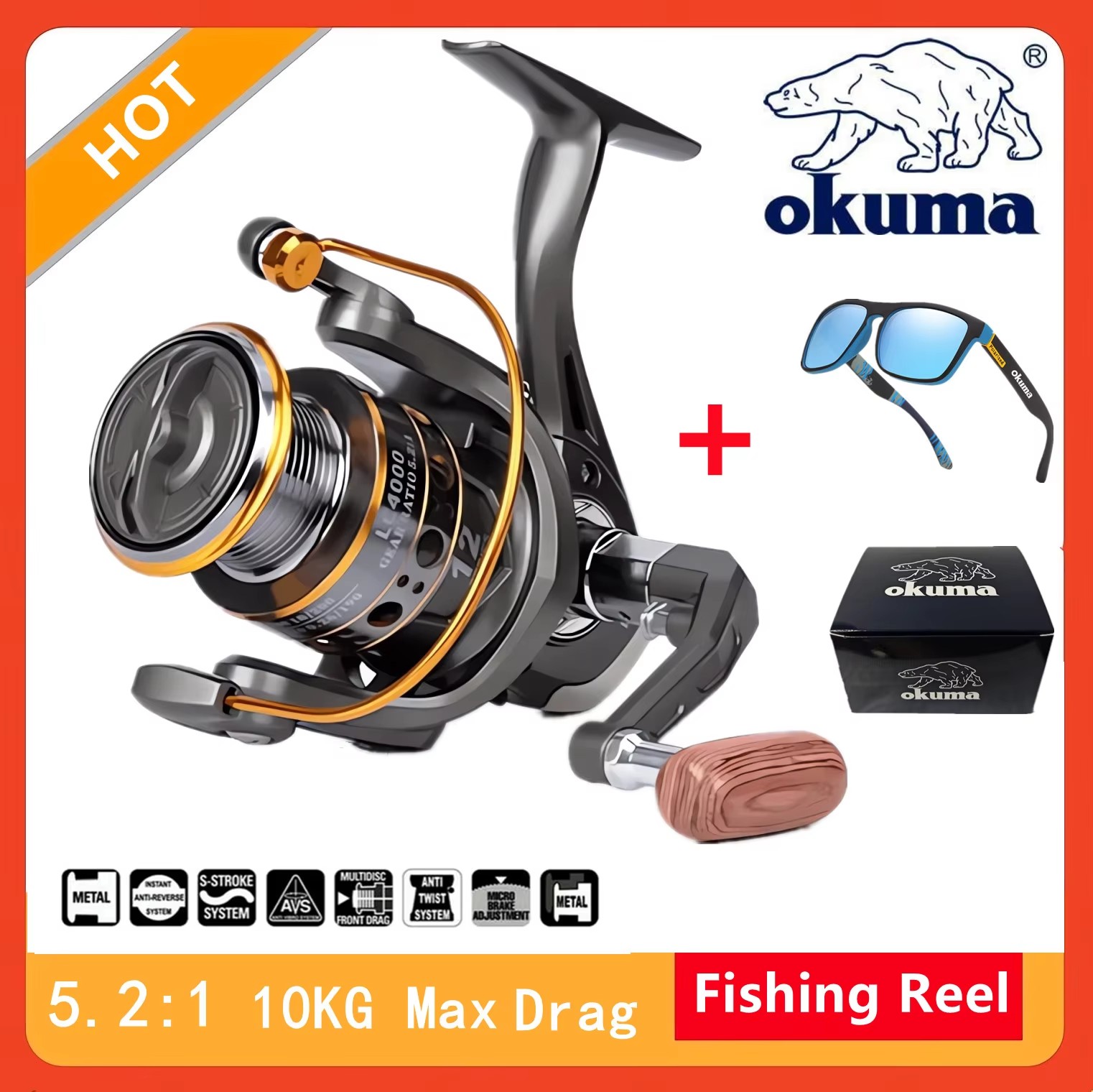 Daiwa Reel Fuego - 오쿠마 고속 5.2:1 낚시 스피닝 릴