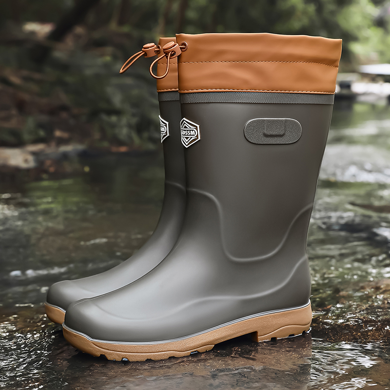 Fishing Boots - 남성용 하이탑 캐주얼 레인부츠 사계절 패션