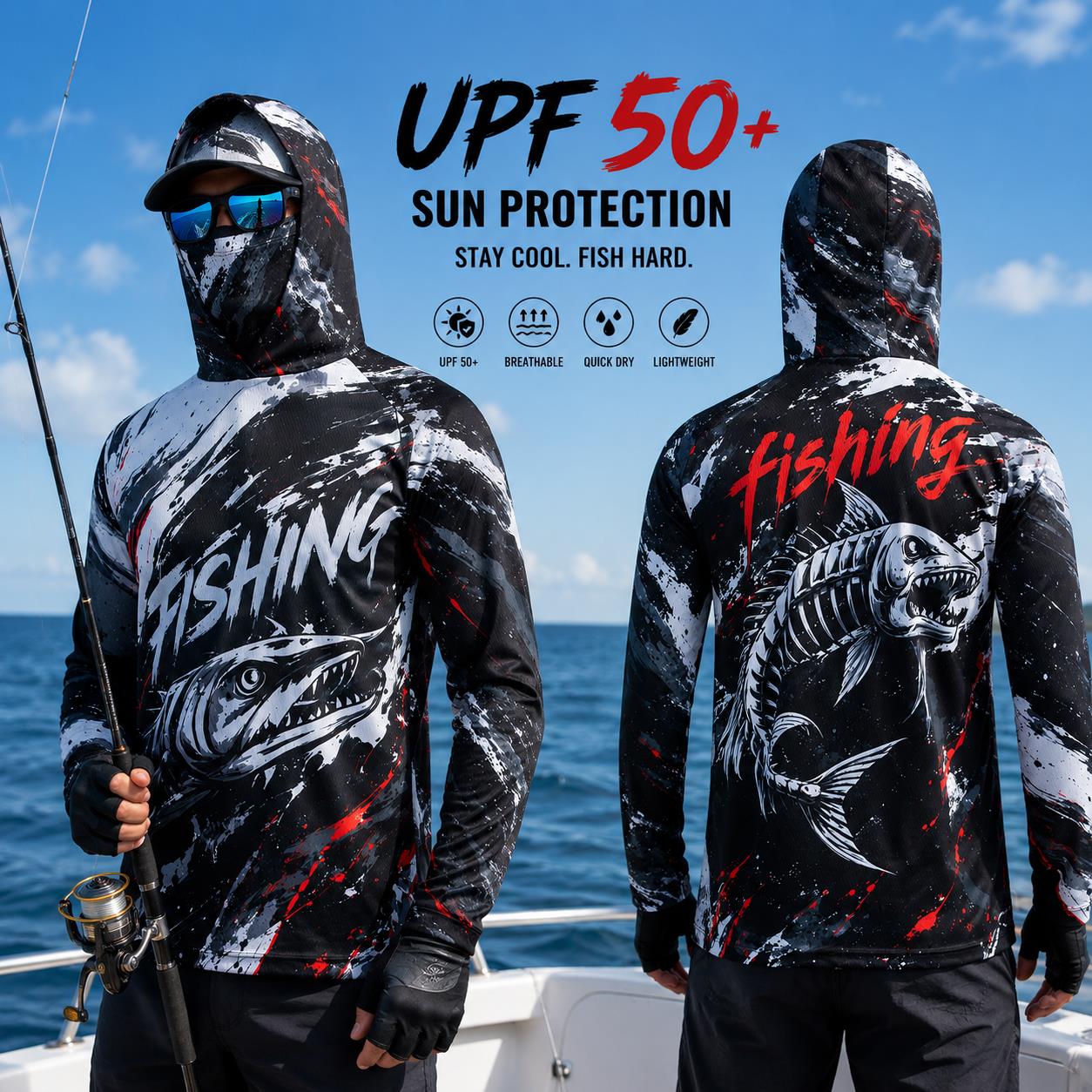 야외용 자외선 차단 긴팔 낚시 탑 넥 마스크 프린트 유 - Fishing Mask Sun Protection 리뷰 및 가격