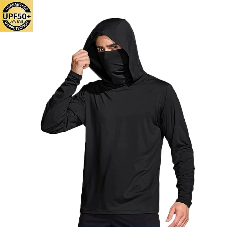 남성용 솔리드 컬러 후드 낚시 셔츠 내장형 페이스 마스 - Fishing Mask Sun Protection 리뷰 및 가격